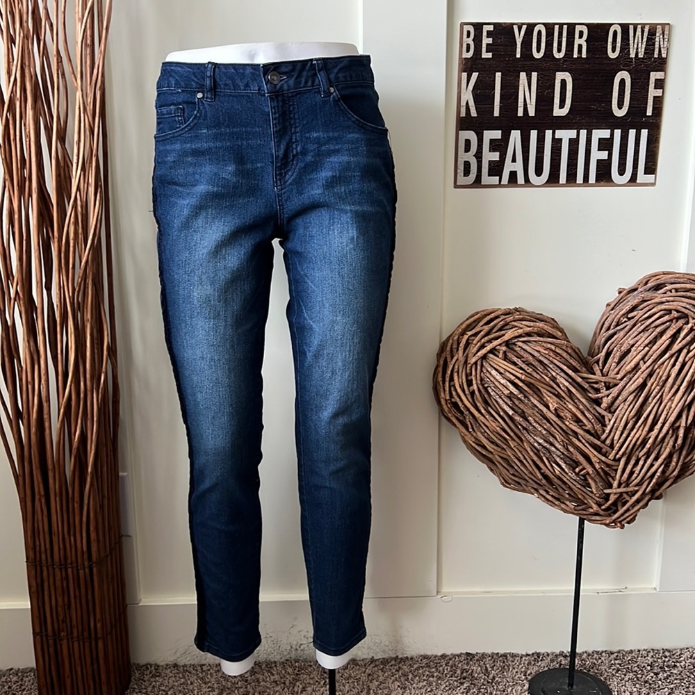 Artisan NY Skinny Jeans With Velvet Stripe